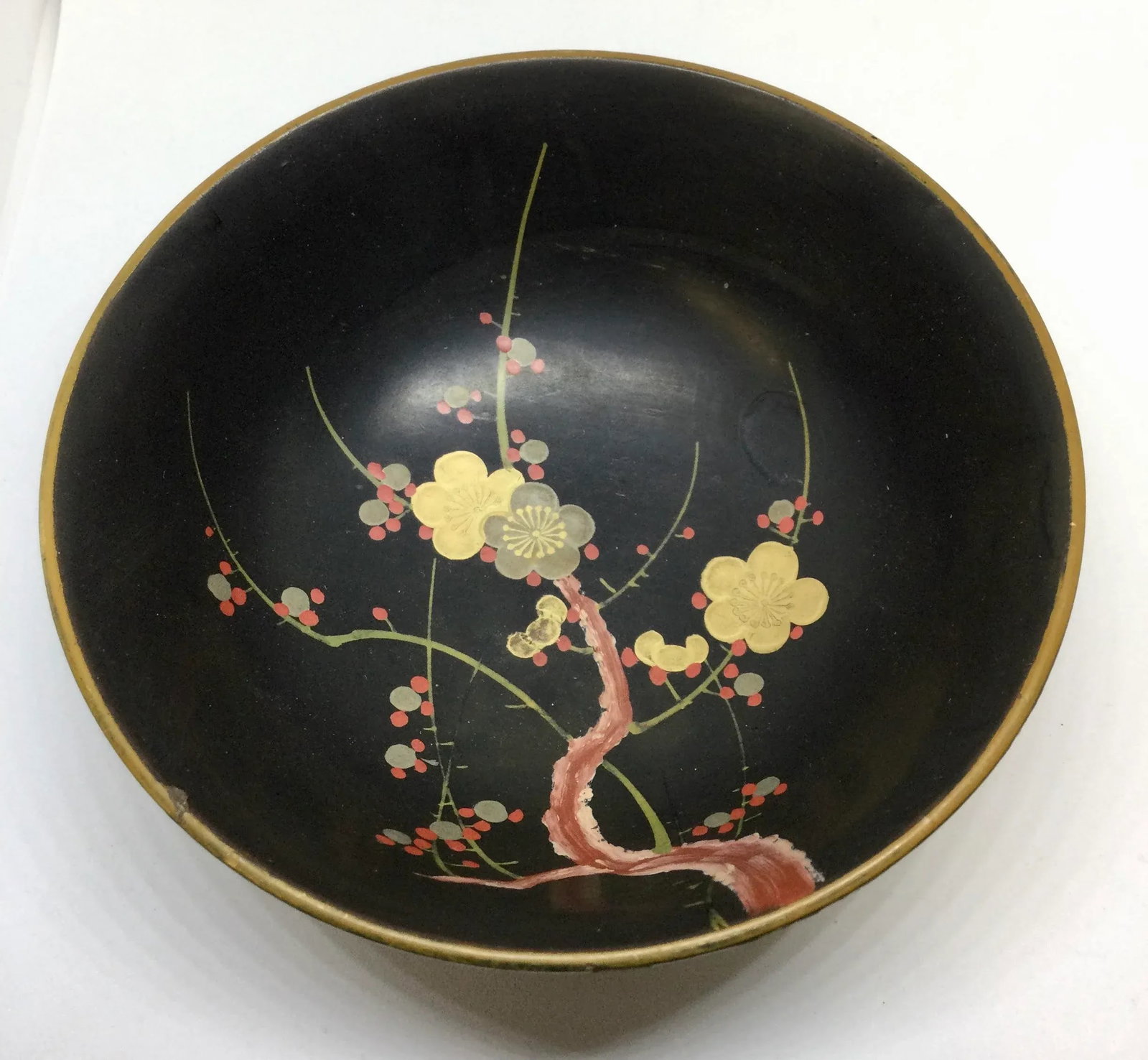 Vintage Japanese Guild Gold Hand Painted Lacquer Bowl - 4