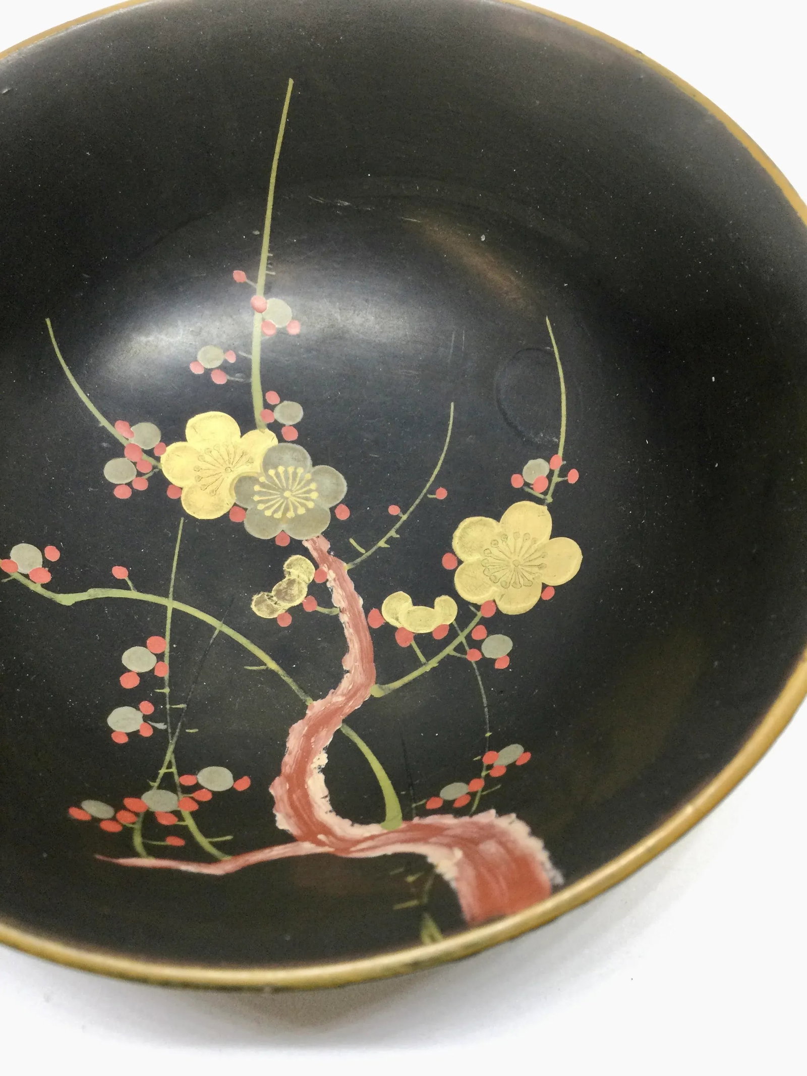 Vintage Japanese Guild Gold Hand Painted Lacquer Bowl - 8