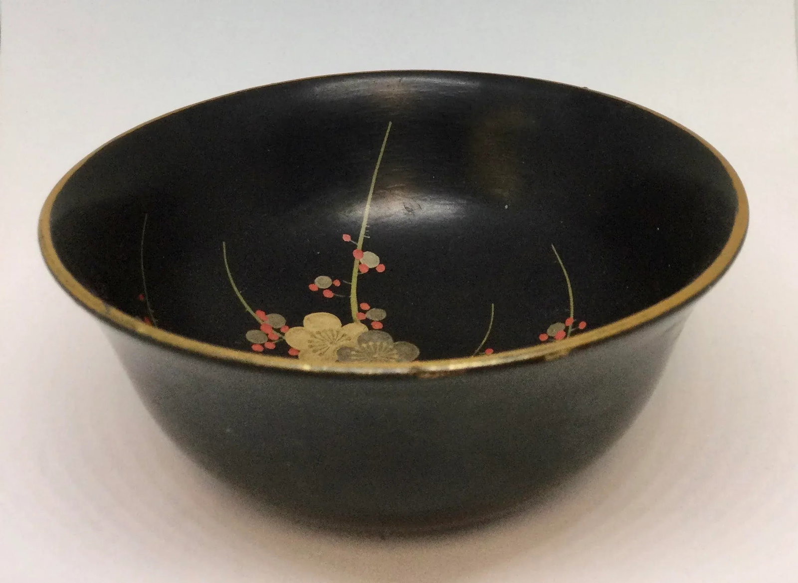 Vintage Japanese Guild Gold Hand Painted Lacquer Bowl - 9