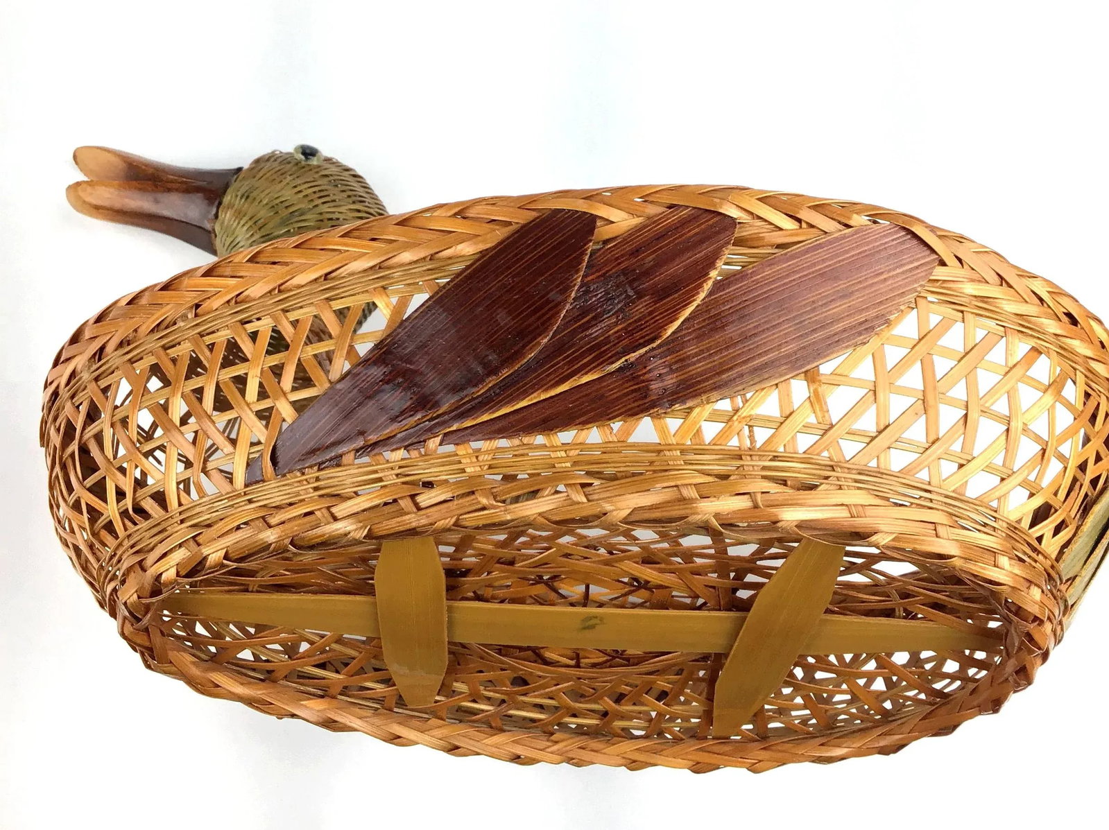 Vintage Rattan Figurine Duck Basket - 10