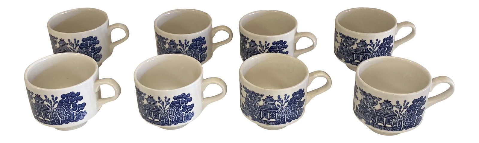1970s English Chinoiserie Tea Cups - Set of 9: Beautiful set of 9 English Chinoiserie tea cups. Perfect for any tablescape and for the interior designer. Condition: Alterations: Original Condition Unaltered Imperfections: Some Imperfections