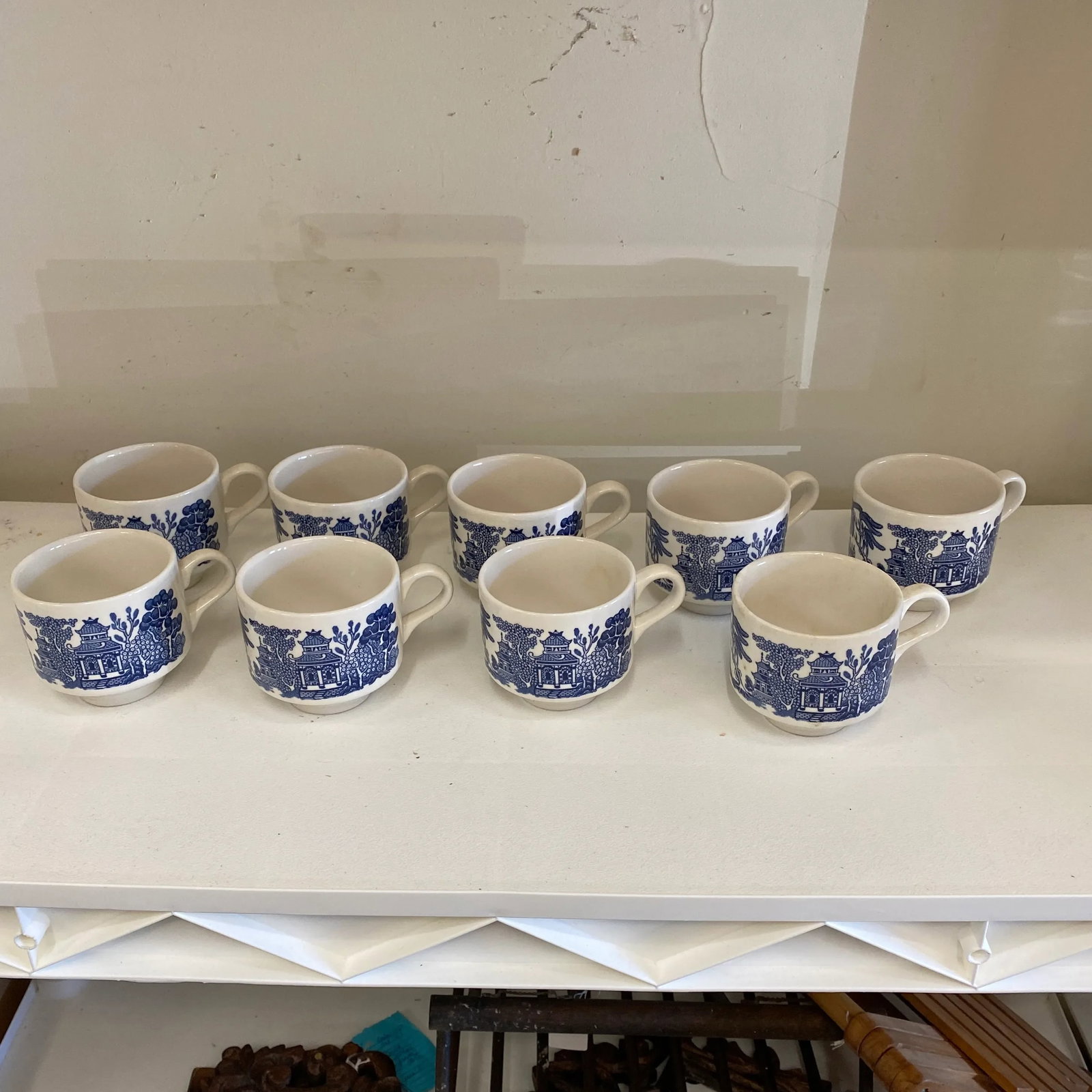 1970s English Chinoiserie Tea Cups - Set of 9 - 5
