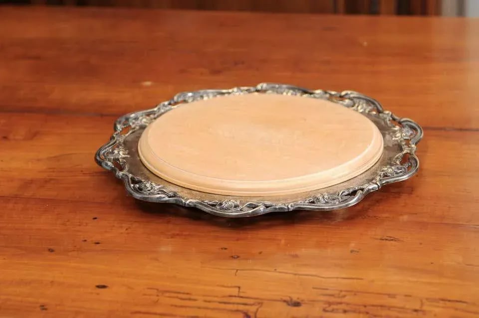 Late 19th Century English R.F. Mosley & Co Round Silver Plated Tray With Pierced Scalloped Border - 6