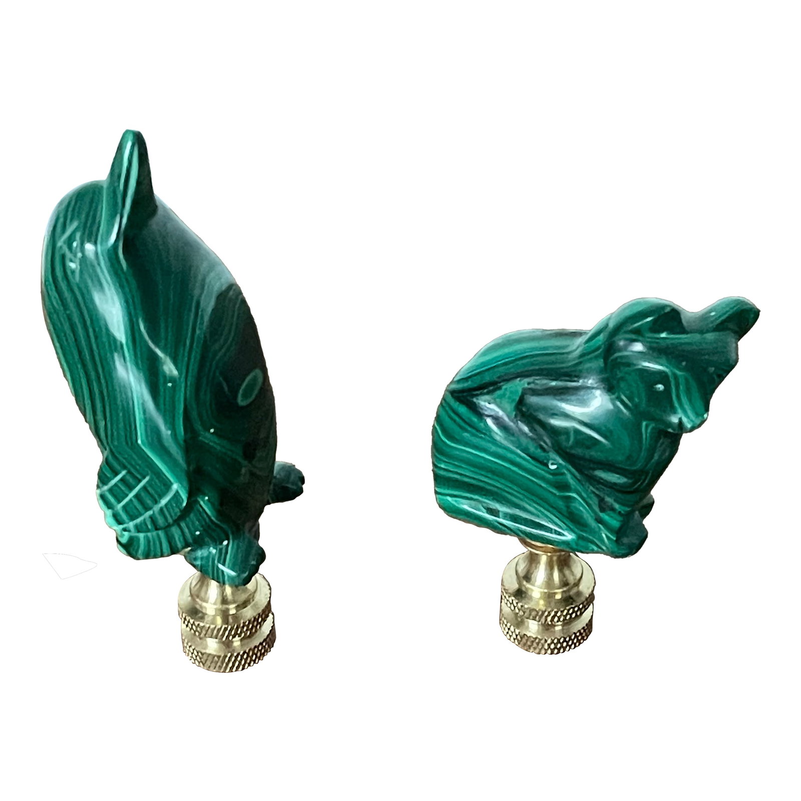 1960s Two Malachite Animals Lamp Finials (1 of 4)