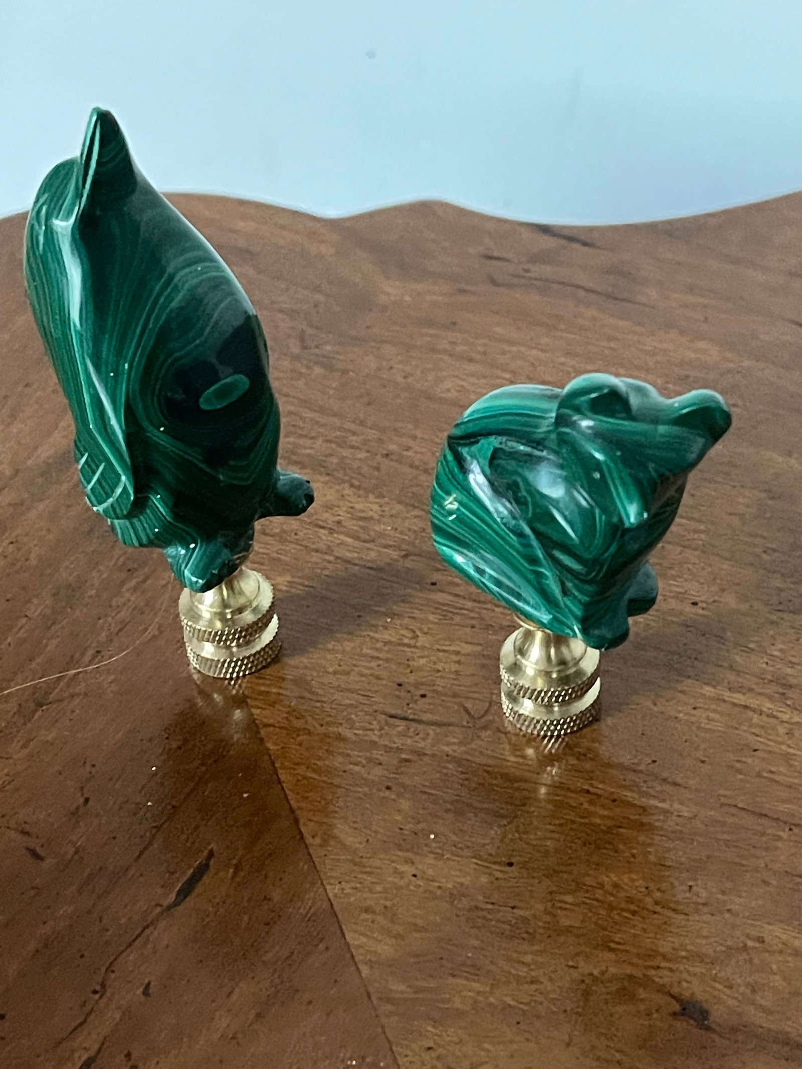 1960s Two Malachite Animals Lamp Finials - 2