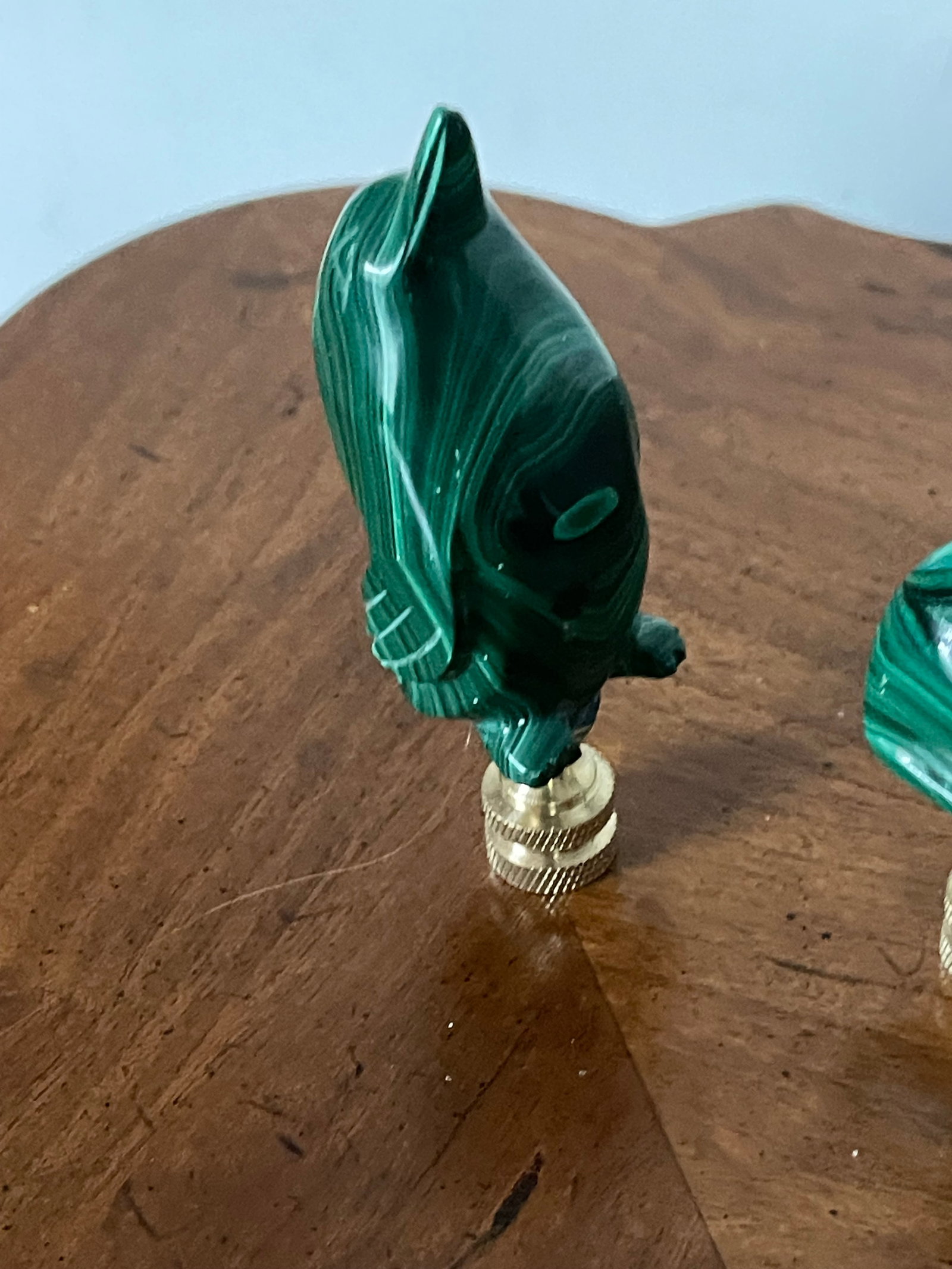 1960s Two Malachite Animals Lamp Finials - 3
