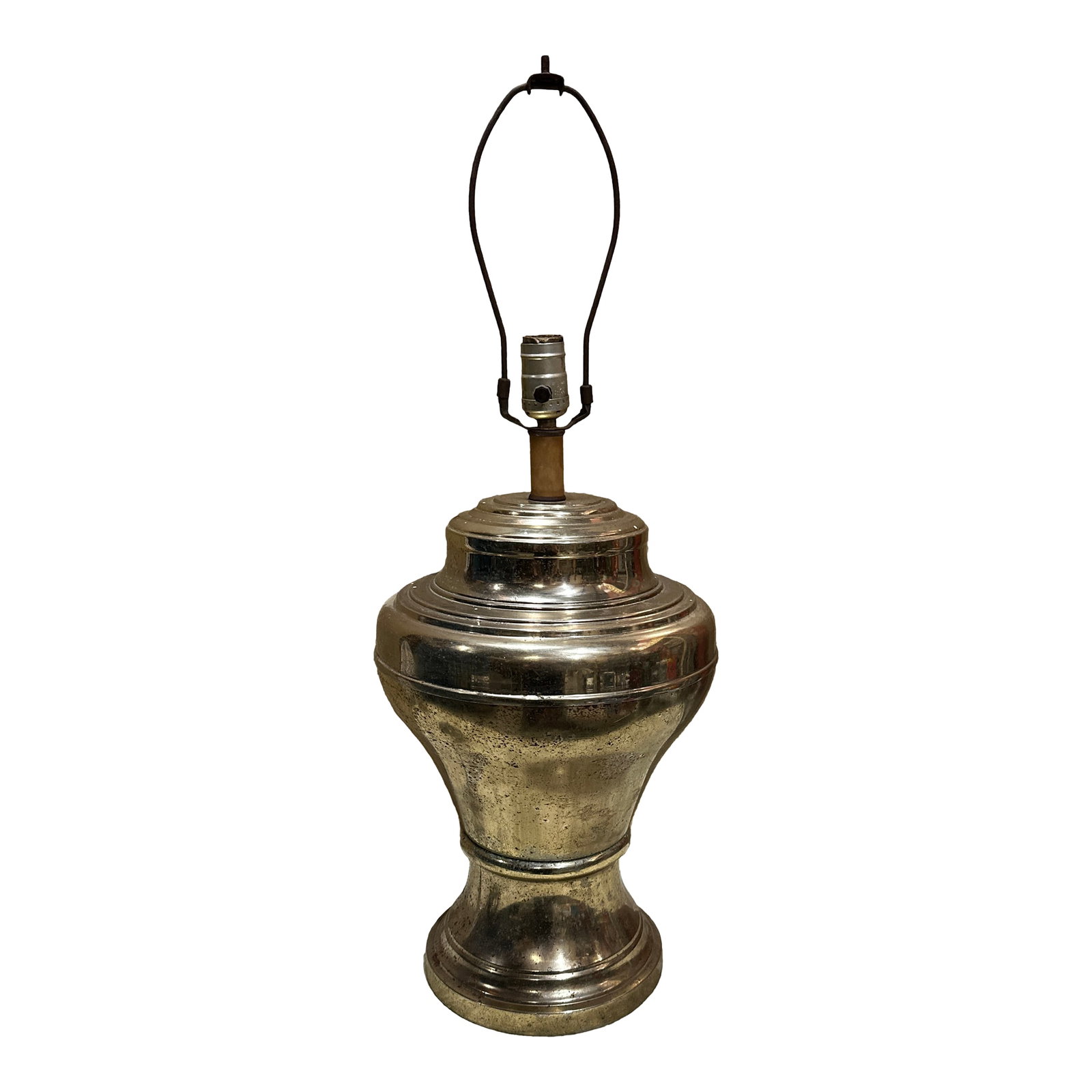 1970s Simple Vintage Silver Urn Style Table Lamp: Up for consideration is a beautiful vintage Mid-Century Modern silver urn style lamp. This is such a lovely piece that would look perfect in your home, and it is a great source of lighting for you