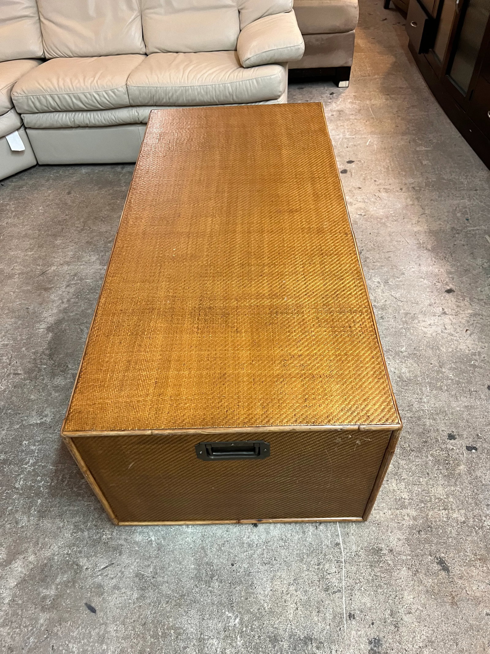 1970s Woven Rattan and Bamboo Greek Key Coffee Table - 10