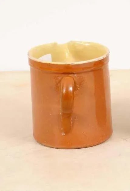 19th Century French Redware Pitcher With White Flower Decor - 3