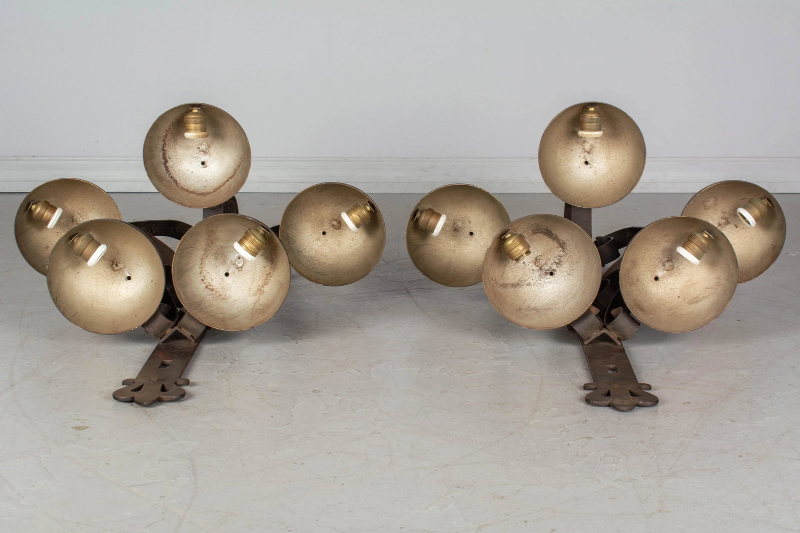 Pair of Art Deco Wrought Iron Large Sconces - 8