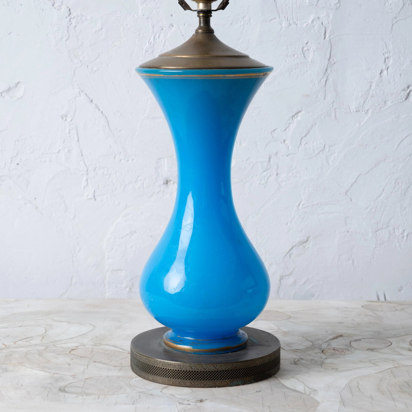 French Blue Opaline Glass Lamp - 3