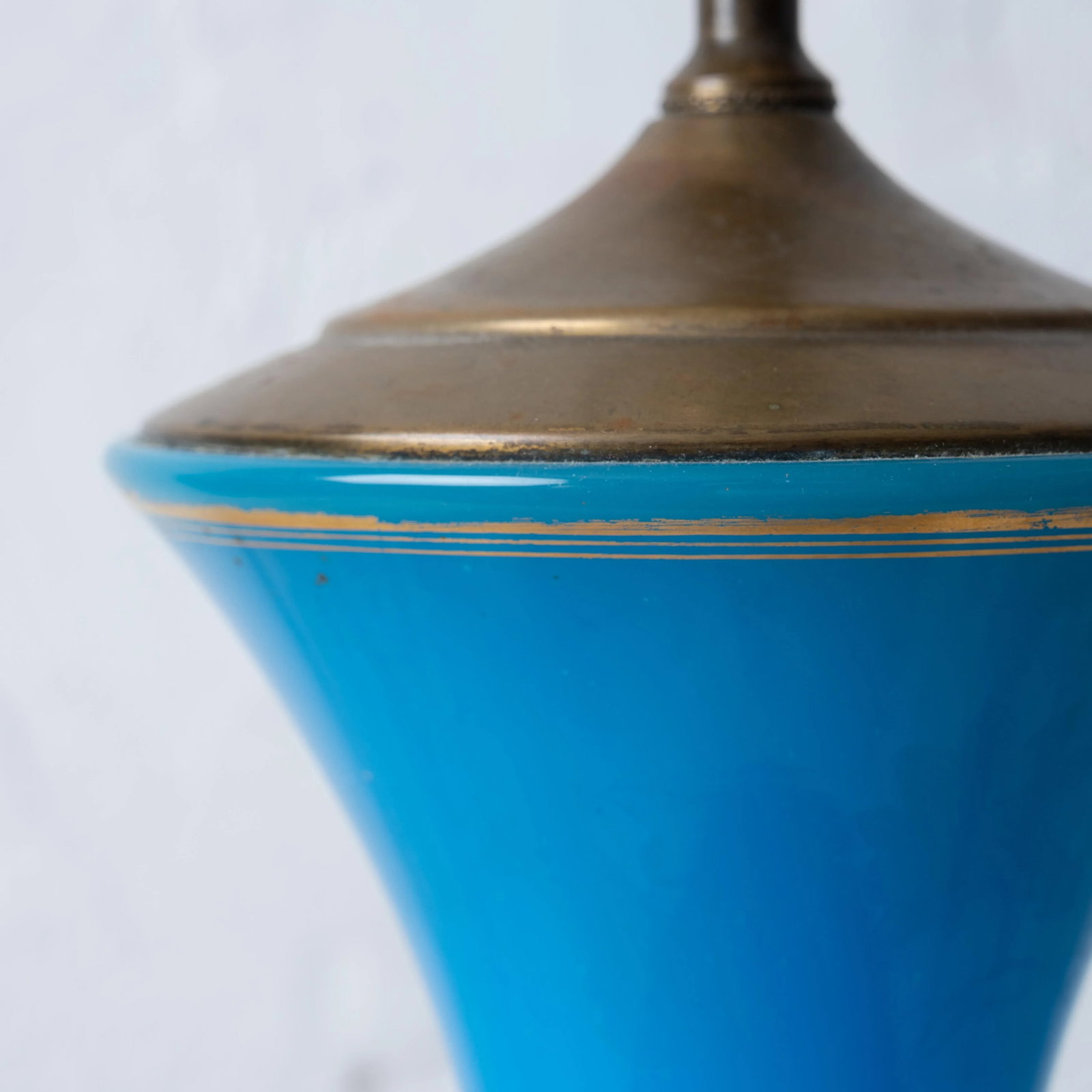 French Blue Opaline Glass Lamp - 4