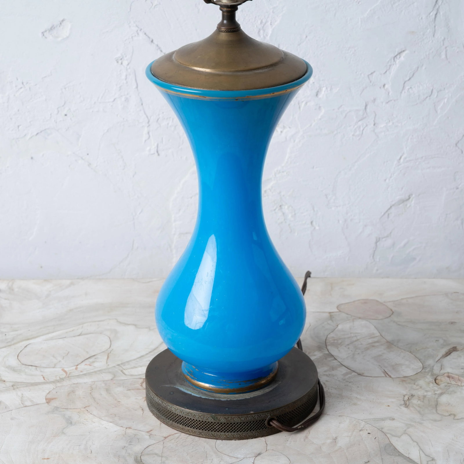 French Blue Opaline Glass Lamp - 5