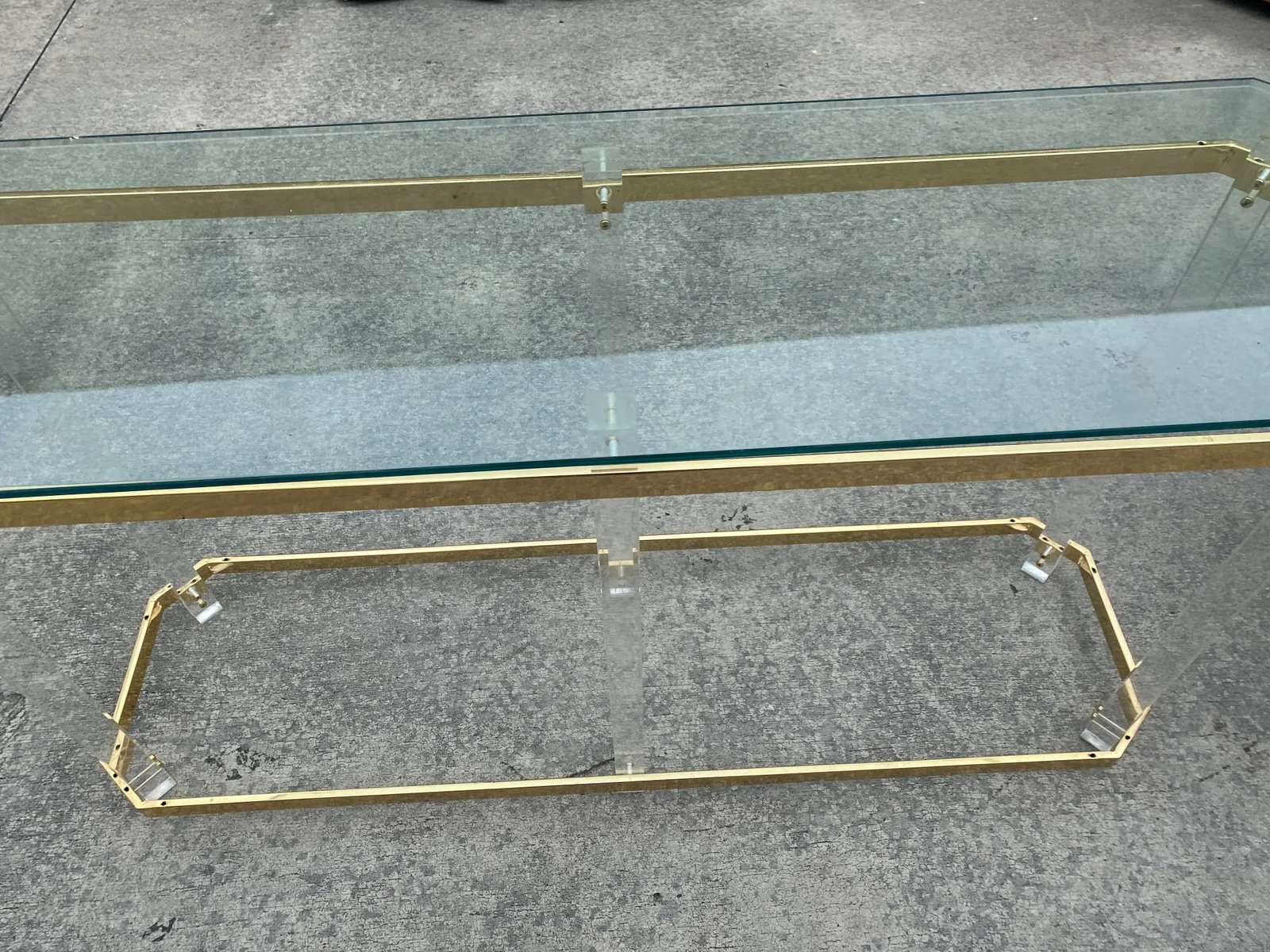 1980s Brass and Lucite Console Table - 3