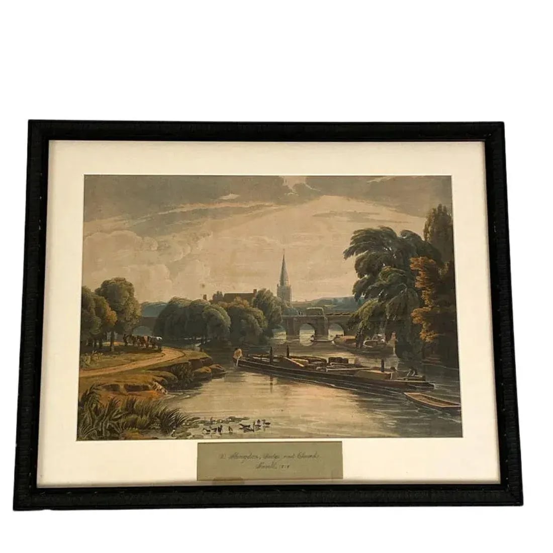 Set of Four Framed Bridge and Water Scene Prints - 4