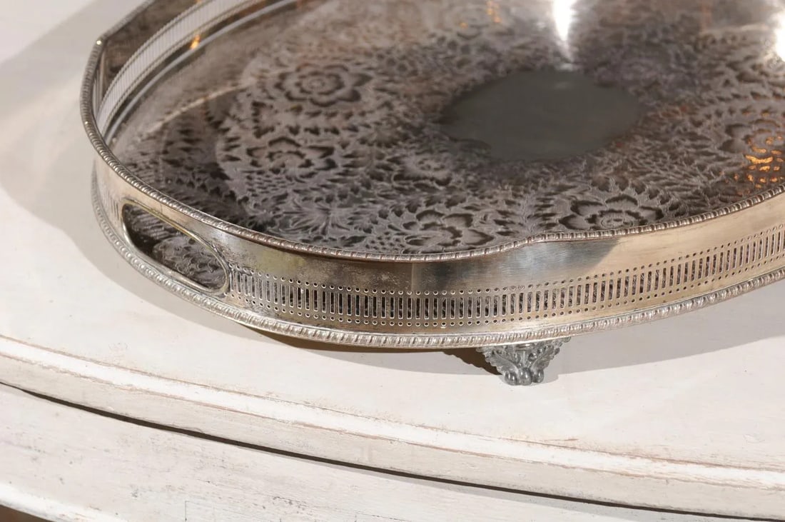 Early 20th Century English Edwardian Period Silverplate Tray - 4