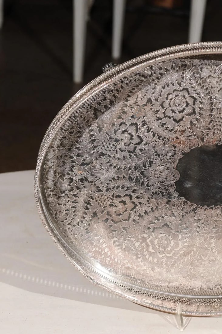 Early 20th Century English Edwardian Period Silverplate Tray - 7
