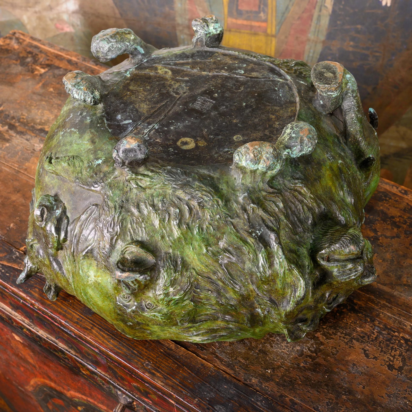 A Japanese Bronze "Animal" Jardiniere - 11