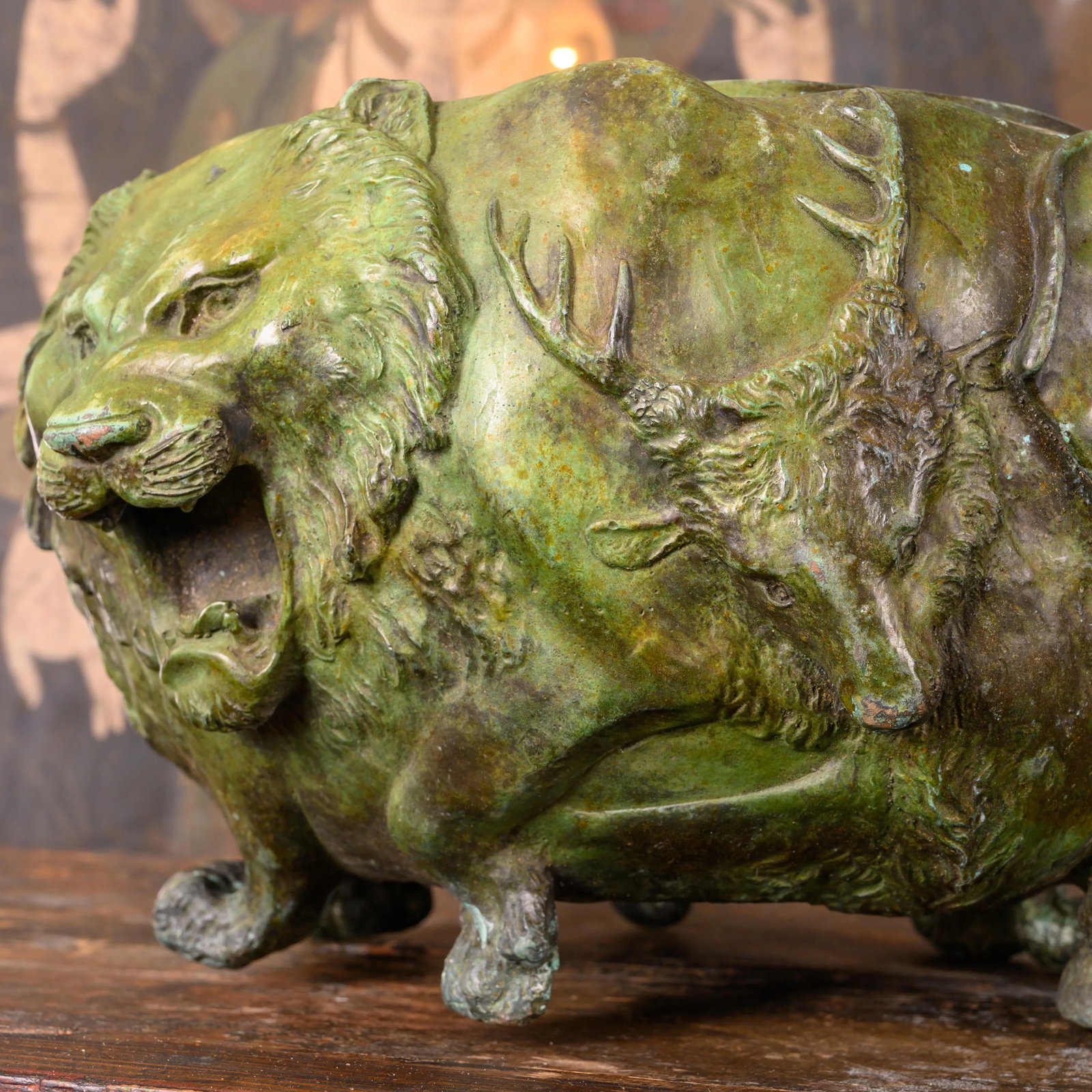 A Japanese Bronze "Animal" Jardiniere - 9