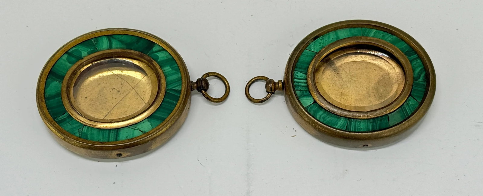 Pair of 19th Century Grand Tour Malachite-Inlaid Bronze Locket Frames, French - 3