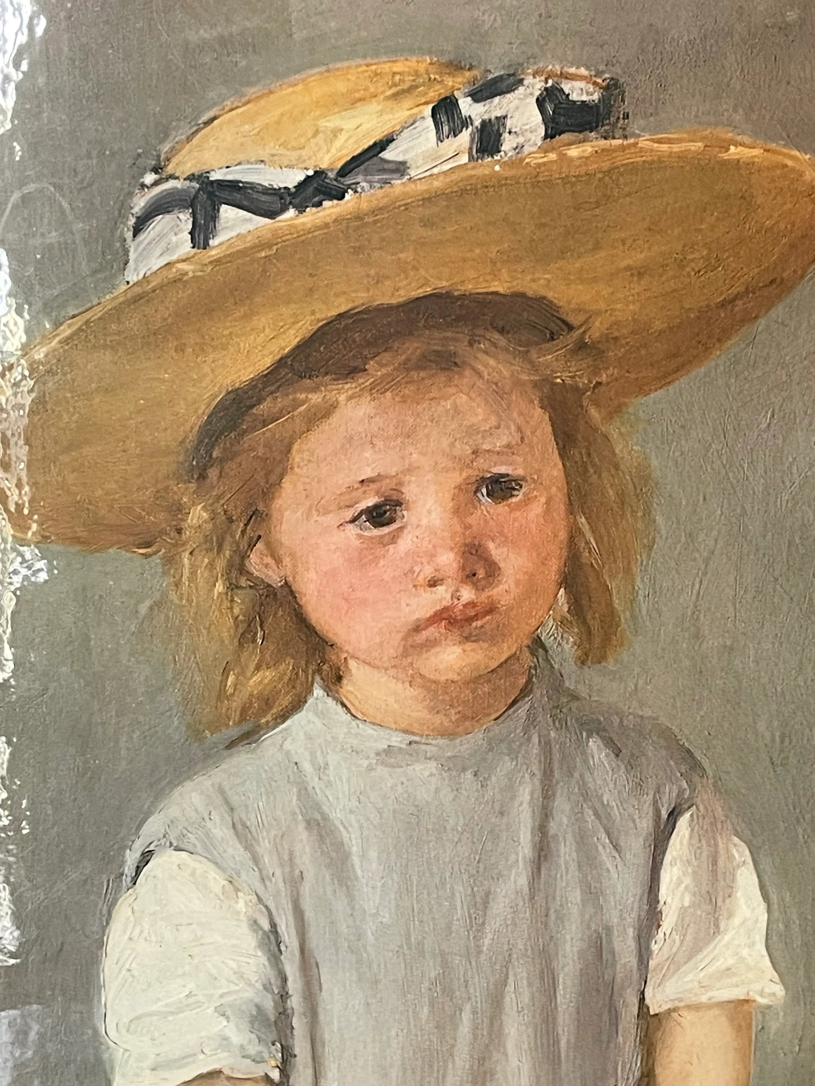 Pair of Children Portraits Romney Cassat Lithographs on Woodboard - 3