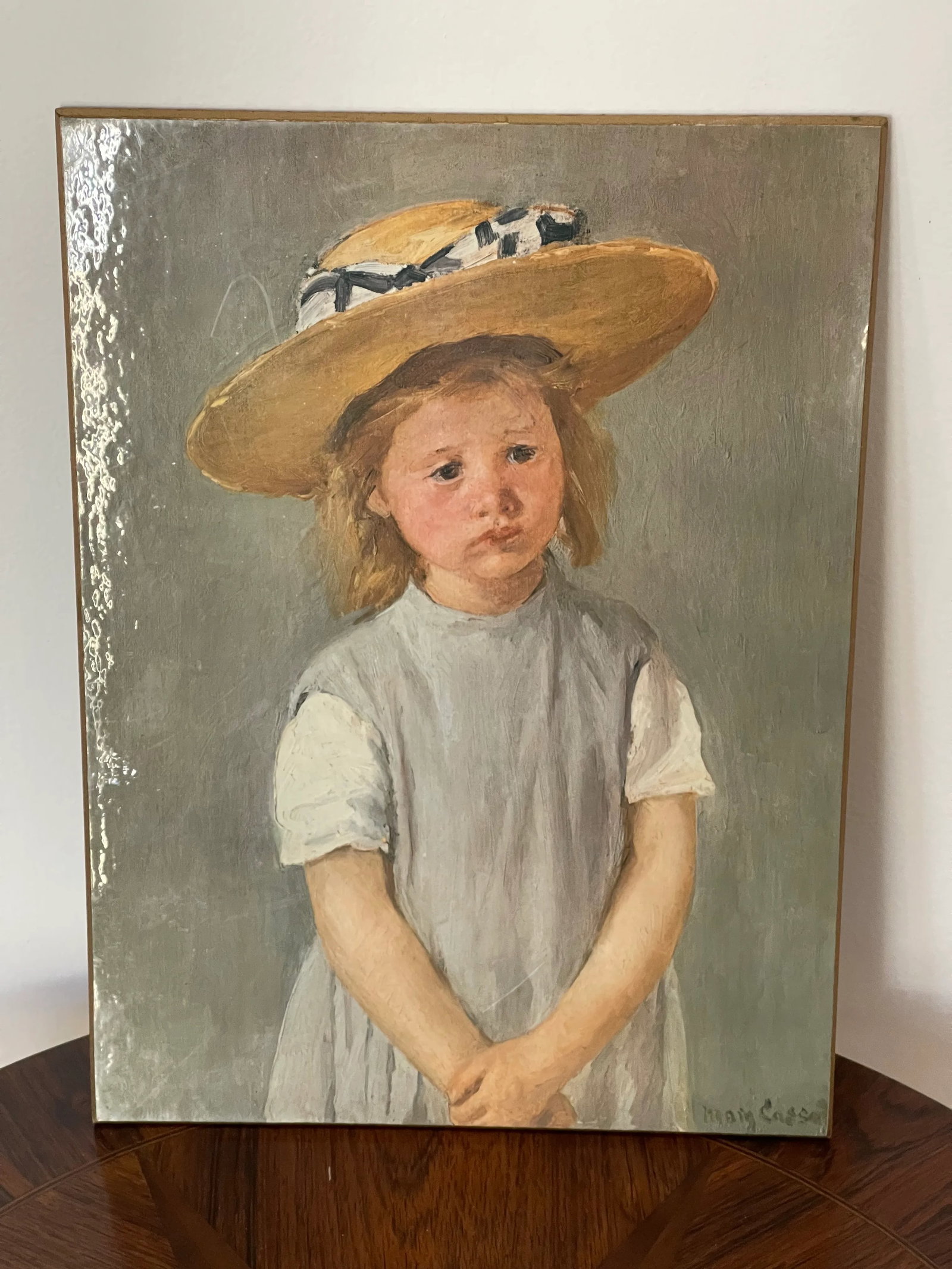 Pair of Children Portraits Romney Cassat Lithographs on Woodboard - 4
