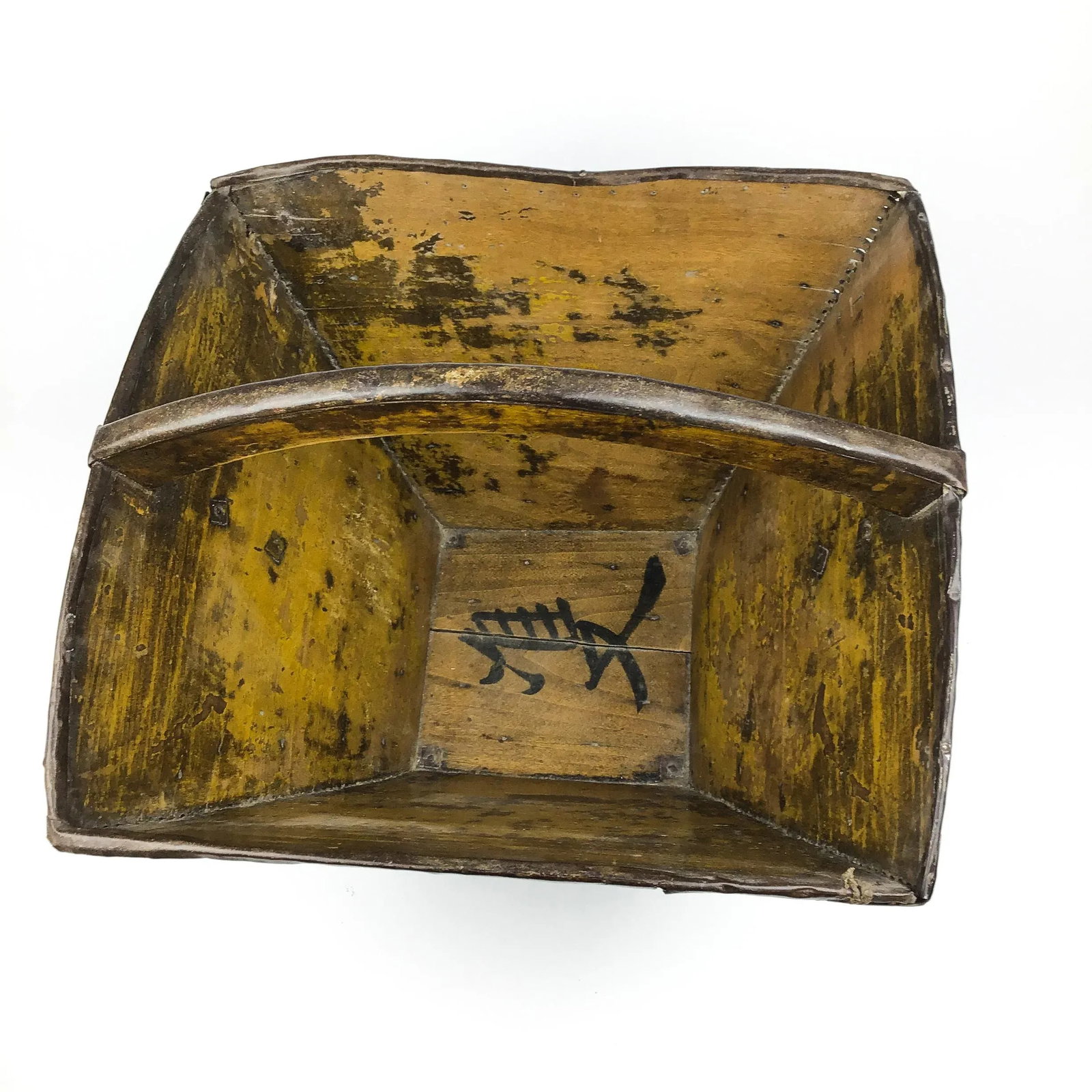 Antique Chinese Wood Rice Bucket - 3