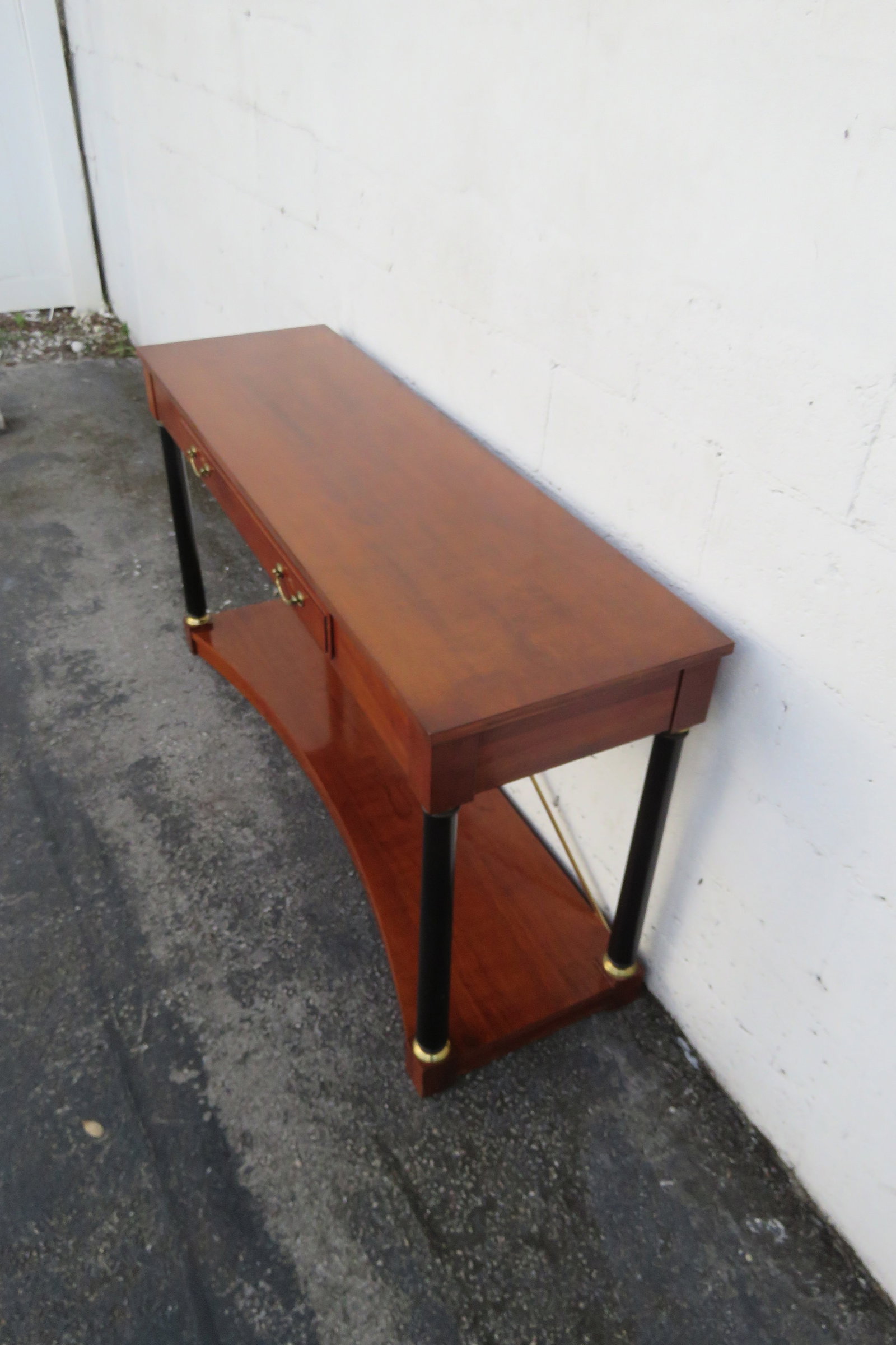 Ethan Allen Medallion Cherry Console Entry Table With Brass X Stretcher 6195 - 15