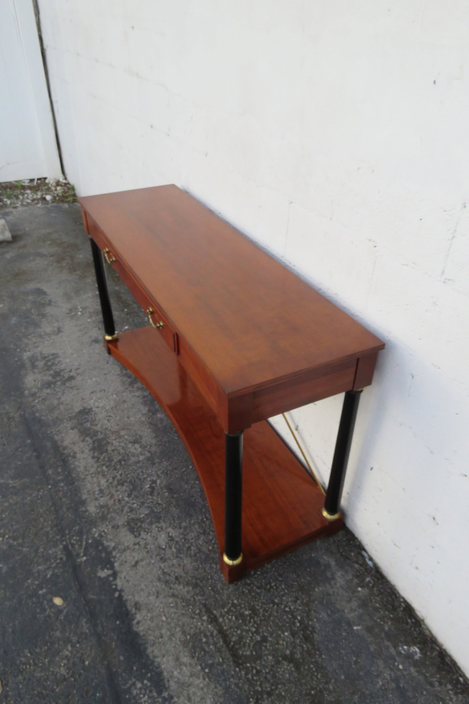 Ethan Allen Medallion Cherry Console Entry Table With Brass X Stretcher 6195 - 3