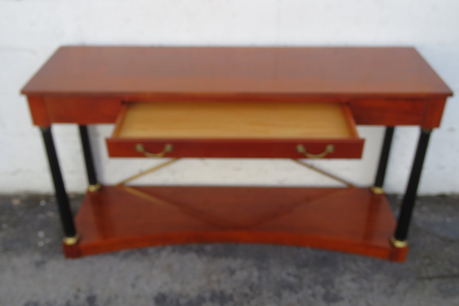 Ethan Allen Medallion Cherry Console Entry Table With Brass X Stretcher 6195 - 5