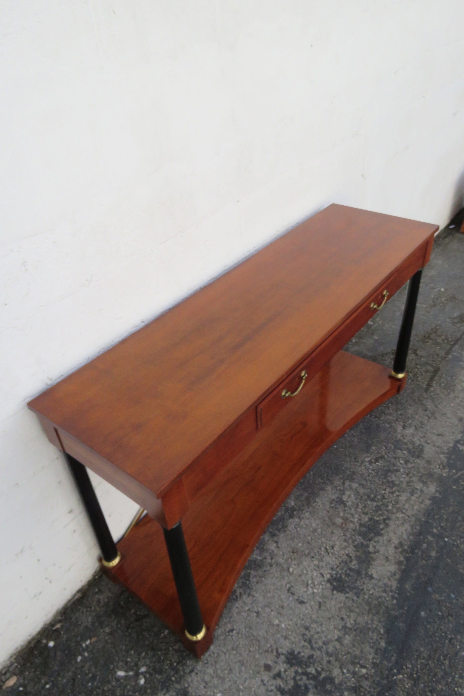Ethan Allen Medallion Cherry Console Entry Table With Brass X Stretcher 6195 - 7