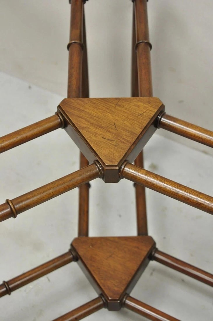 Vintage Kittinger Chinese Chippendale Faux Bamboo Mahogany Coffee Table Base - 4