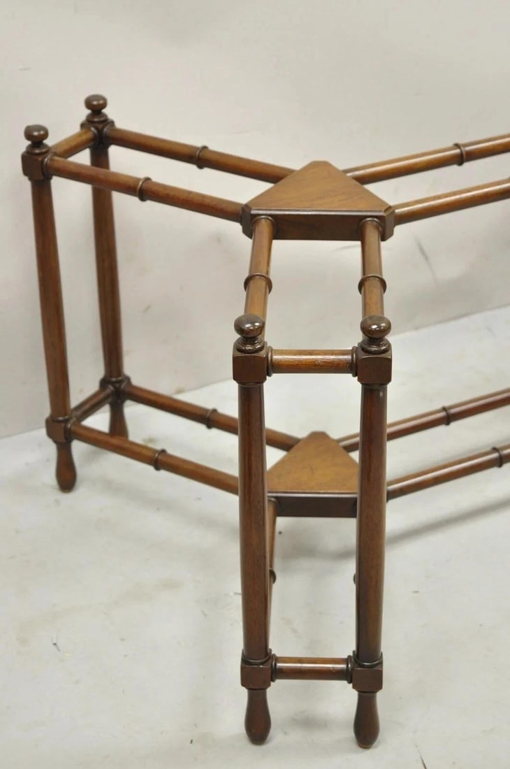 Vintage Kittinger Chinese Chippendale Faux Bamboo Mahogany Coffee Table Base - 6