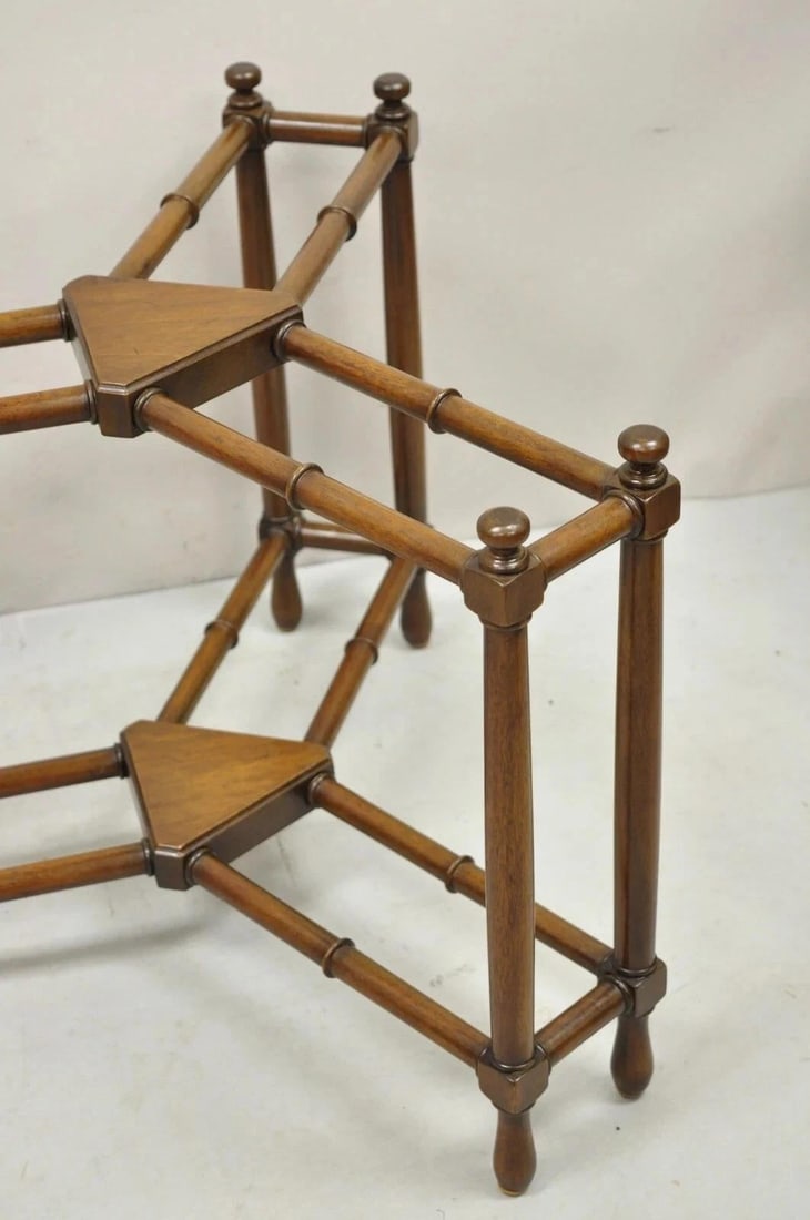 Vintage Kittinger Chinese Chippendale Faux Bamboo Mahogany Coffee Table Base - 7