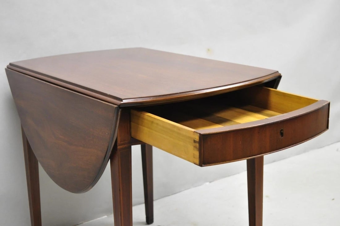 Antique Kittinger Colonial Williamsburg Cw-27 Mahogany Drop Leaf Pembroke Table - 3