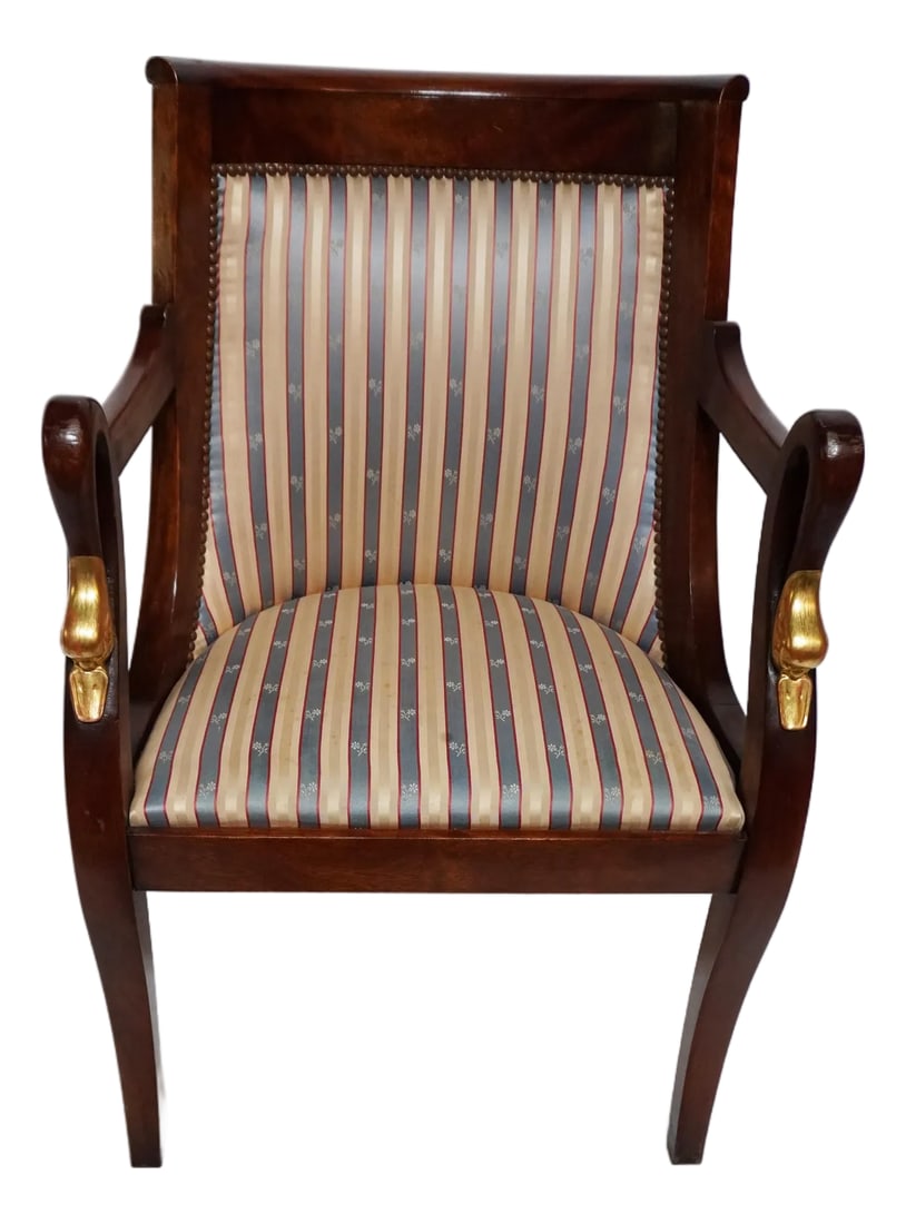 Mid 20th Century Empire Style Barrel Back Armchair With Swan Head Detail (1 of 16)