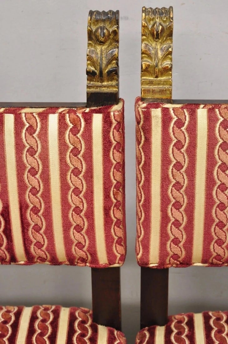 Antique Small Jacobean Style Turn Carved Walnut Accent Side Chairs - A Pair - 8