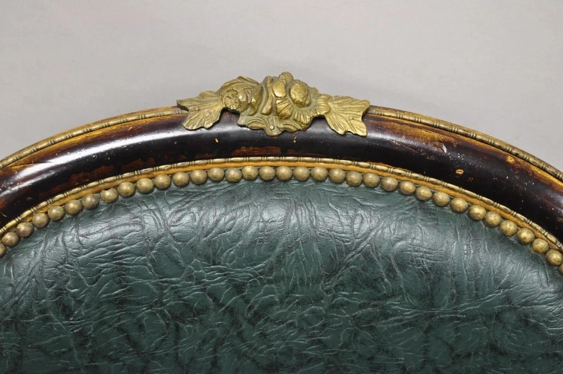 Vintage French Louis XV Style Solid Wood Bronze Ormolu Arm Chairs - A Pair - 12