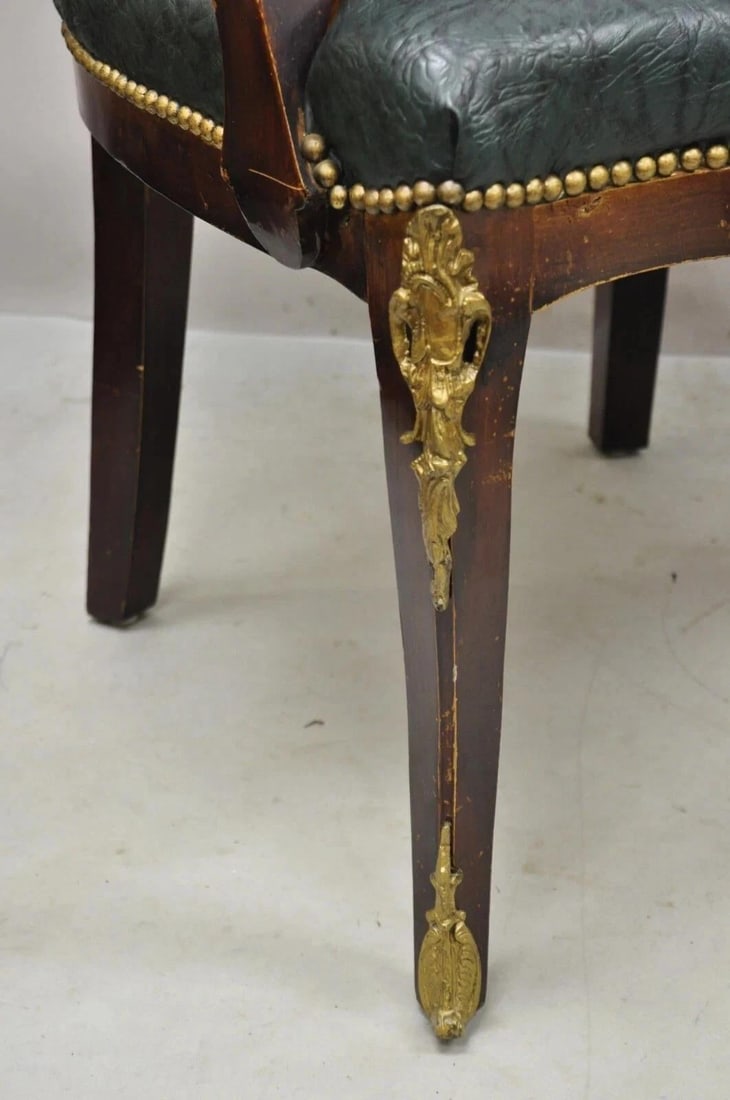 Vintage French Louis XV Style Solid Wood Bronze Ormolu Arm Chairs - A Pair - 8