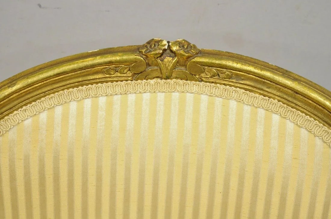 French Louis XV Style Gold Gilt Fauteuil Arm Chairs to Refinish Diy - a Pair - 12
