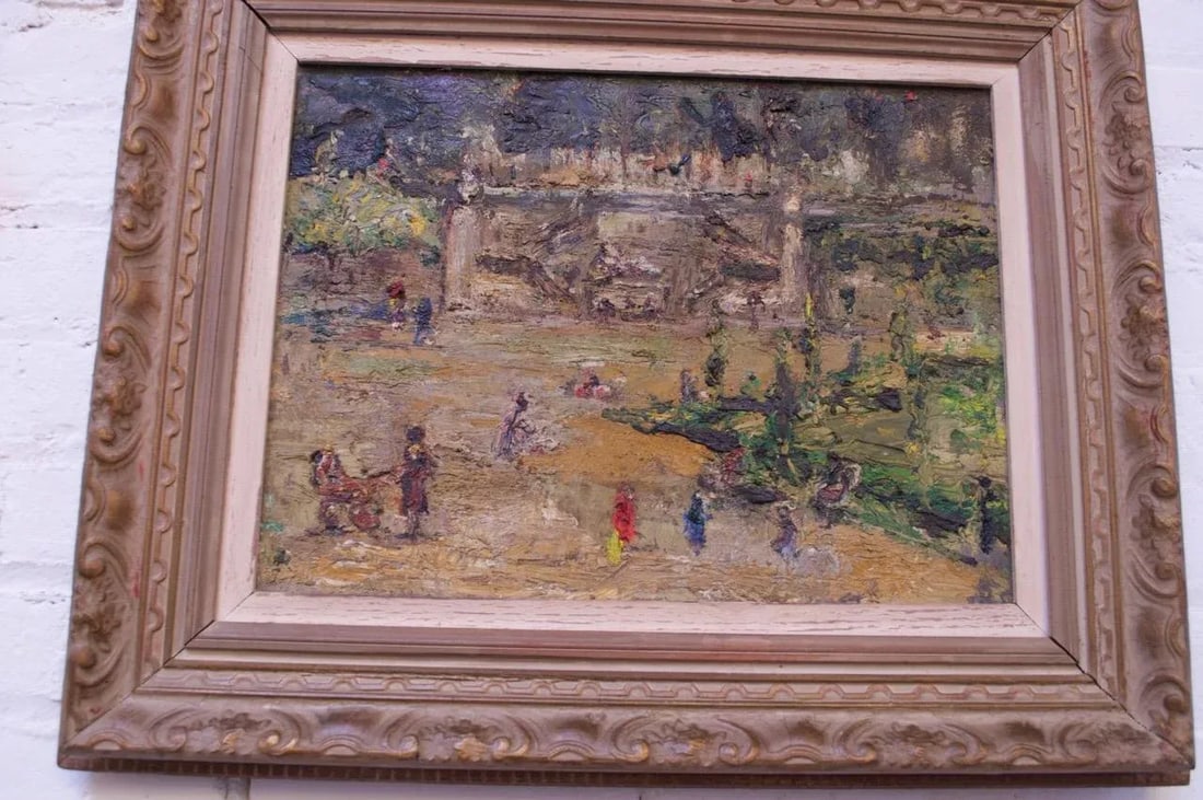 French Post-Impressionist "Jardins Des Tuileries" Oil on Canvas - 7