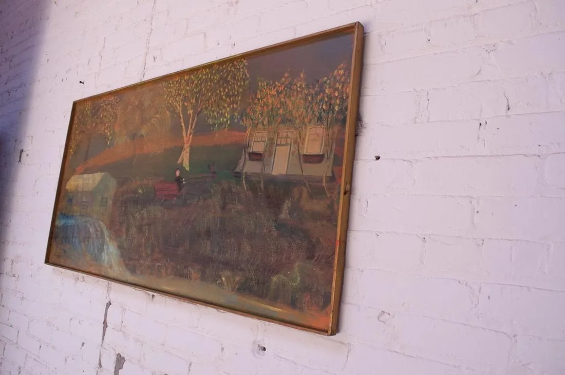 Outsider Art "Man in Carriage" Oil on Panel by Bruno Del Favero - 10