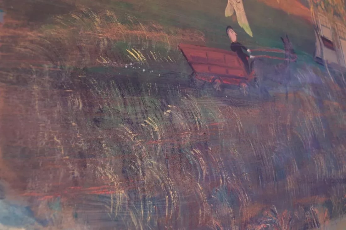 Outsider Art "Man in Carriage" Oil on Panel by Bruno Del Favero - 12