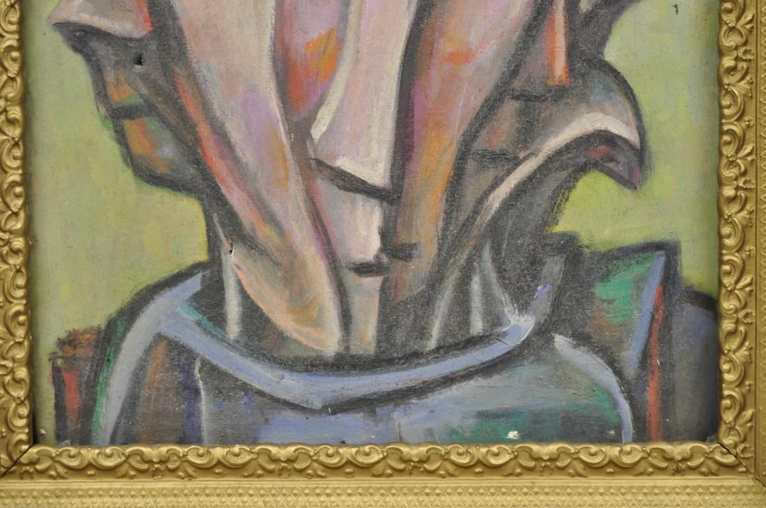 Vintage Samuel Heller "Face in Motion" Picasso Style Oil on Canvas Painting - 13