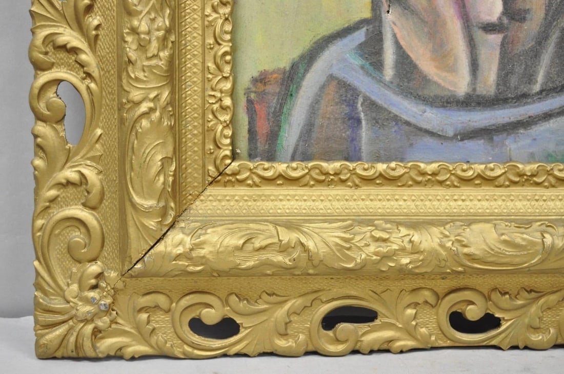 Vintage Samuel Heller "Face in Motion" Picasso Style Oil on Canvas Painting - 8