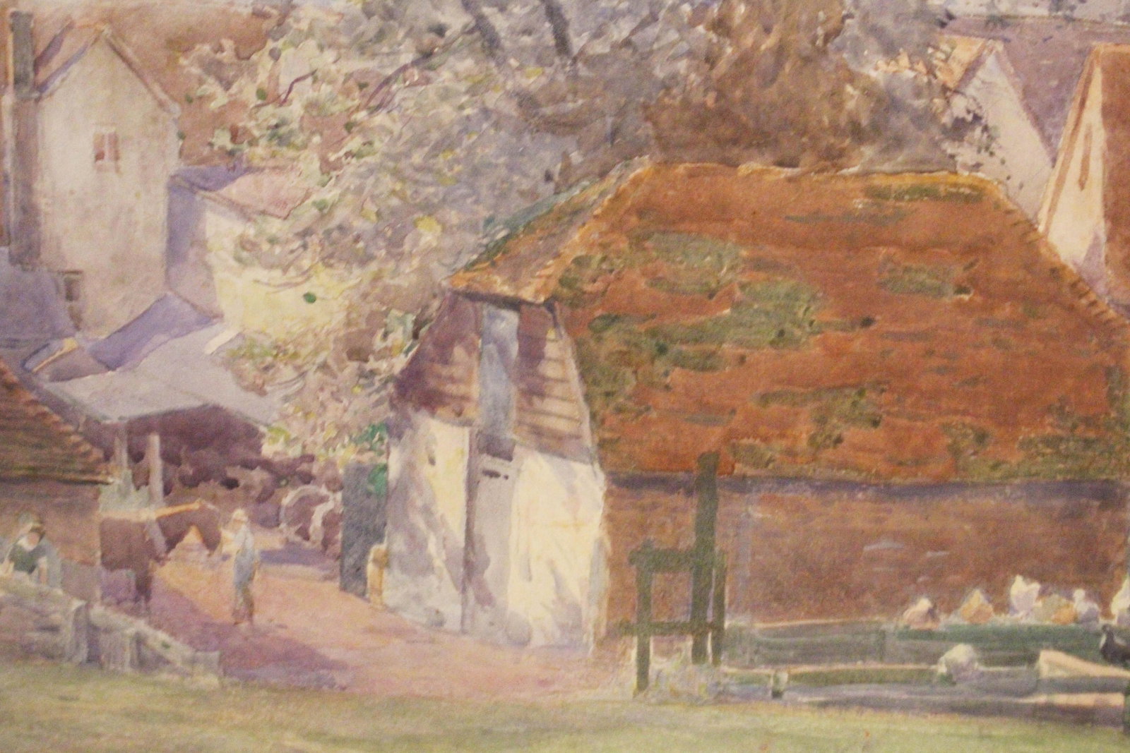 Circa 1914 English Village Scene Watercolor by Max Ludby - 4