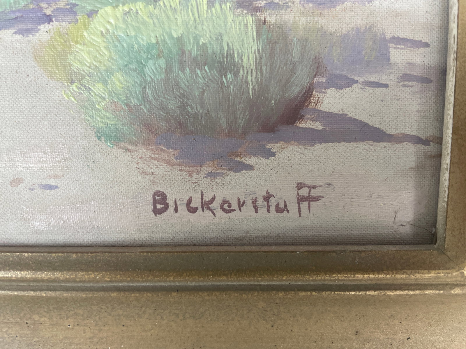 Early 20th Century George Bickerstaff, California Desert With Sagebrush and Mountains, Oil on Board - 3