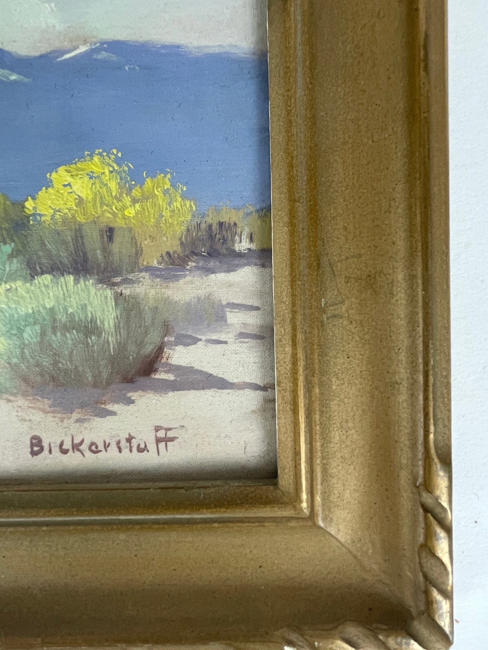 Early 20th Century George Bickerstaff, California Desert With Sagebrush and Mountains, Oil on Board - 7