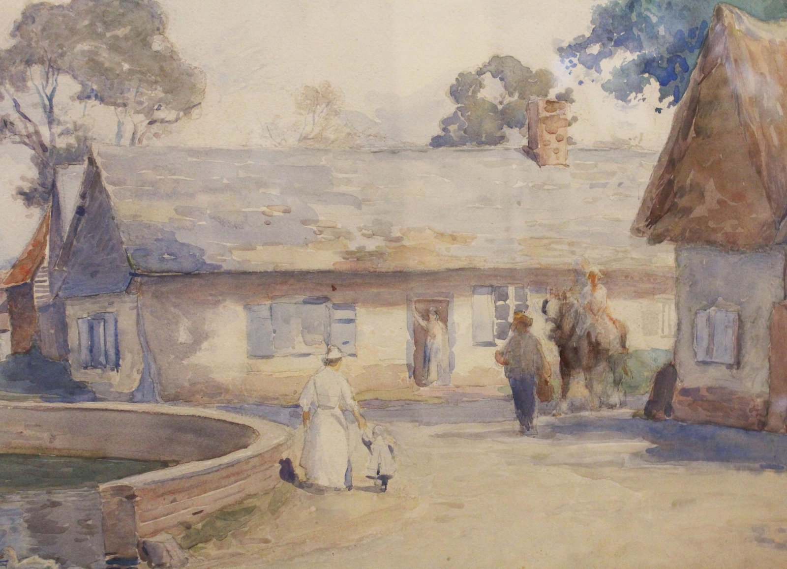 Circa 1914 English Village Scene in Watercolor by Max Ludby - 4