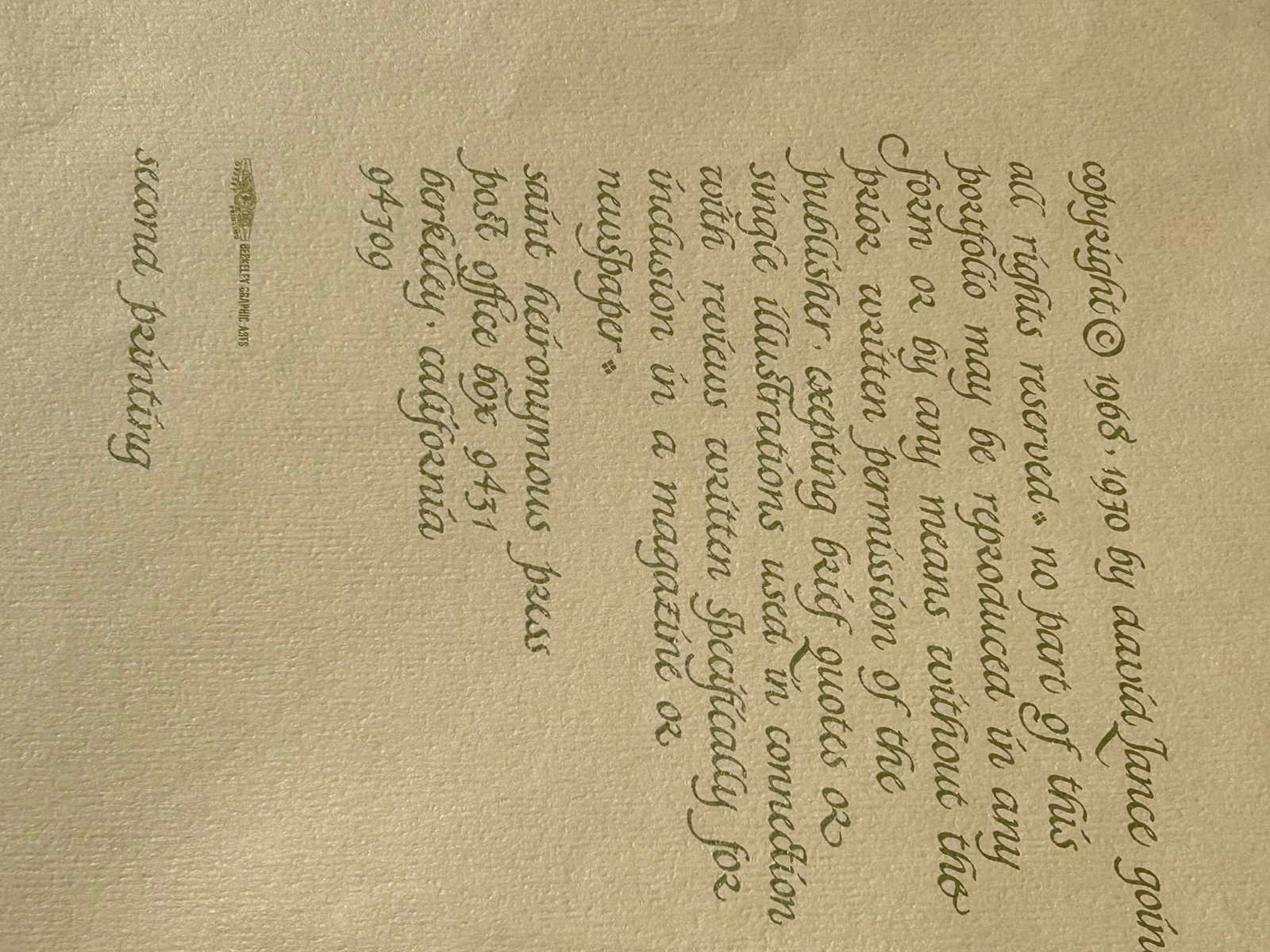 Mid 20th Century Calligraphed Prints by David L. Goines - Set of 16 - 14